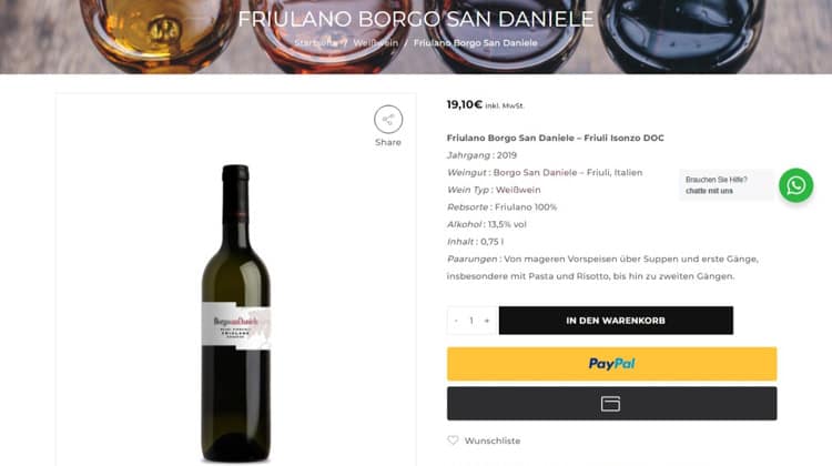 scheda prodotto vinaio